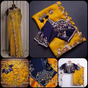 Designer indien de Bollywood dernier sari accrocheur sari traditionnel chemisier exclusif fête festival porter vêtements de mariée saree - Product Image 3