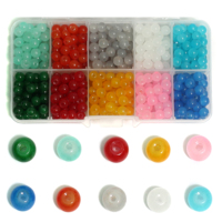 500 pièces de perles en verre effet marbre de 6 mm, composants métalliques, fil élastique en nylon, kit de fabrication de bijoux DIY, couleurs assorties