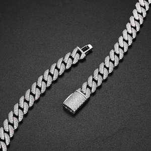 Pulseras y Brazaletes Elegantes de Cadena Cubana de Lujo con Diamantes de Moissanita de Plata 925 para Él, Collares de Moissanita de Calidad - Product Image 4