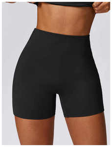 Short d'entraînement taille haute pour femme, couleur unie, sans couture, sport, course, fitness, yoga - Product Image 4