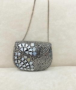 Bolso de mano metálico con mosaico de piedra pulida, diseño étnico indio de ángel, imitación antigua, para mujer/niña, boda, nupcial, Navidad - Product Image 6