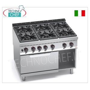 Estufa de gas de 6 quemadores con horno de gas GN 2/1 - Product Image 3