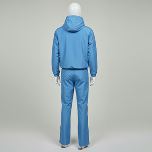 Loose Hooded Solid Eco-Friendly Streetwear Unisex Side Pockets Flared Nylon Sweatsuit Set for Men - Product Image 4