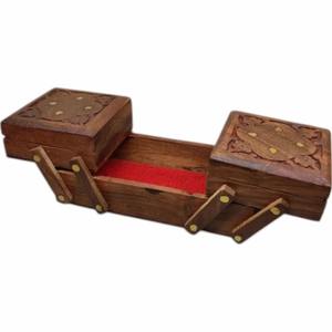Boîtes de rangement vintage en bois de style indien avec un design sculpté de qualité pour la décoration intérieure Bijoux en forme de rectangle directement d'Inde - Product Image 2