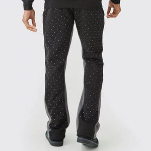 ชุดวอร์มประดับเพชรเทียม แบบยูนิเซ็กซ์ ทรงหลวม เสื้อฮู้ดดี้และกางเกงขาบาน  ชุดวอร์มประดับเพชรเทียมสำหรับผู้ชาย - Product Image 6