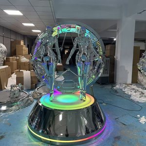 Escultura de Maniquí Femenino Android Cromado Cyberpunk Iluminado con LED de Neón Personalizado para Eventos de Discoteca - Product Image 5
