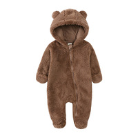 Pyjama Bébé Unisexe en Coton Biologique Tricoté avec Doublure Polaire et Velours, Motif Animal Mignon, Manches Longues, Fermeture Éclair, Combinaison