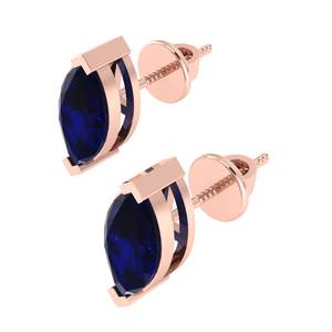 Pendientes de Plata de Ley Chapados en Oro con Forma de Marquesa y Gema de Zafiro (Piedra de Nacimiento de Septiembre), Modernos, para Compromiso, 2 Piezas - Product Image 6