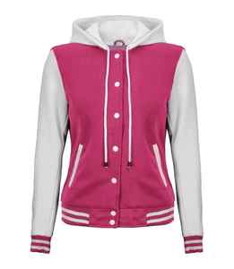 Blouson en laine rose avec logo brodé en 3D manches en cuir blanc Streetwear extérieur hiver automne Bomber Baseball Varsity coton - Product Image 1