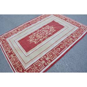 Alfombra turca Vintage clásica rojo Beige 5,3X7,1 pies área grande lana látex respaldo abstracto para diseño de pasillo rectangular adolescente - Product Image 2
