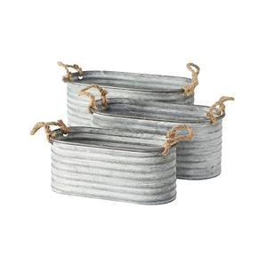 Maceta de metal galvanizada de hierro personalizada para macetas y macetas redondas hechas a mano decorativas para interiores y exteriores - Product Image 5