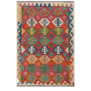 Alfombra Kilim de Maimana, Afganistán, 145 x 99 cm, Alfombras y Juegos de Alfombras - Product Image 1
