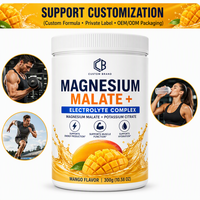 Poudre d'hydratation au complexe d'électrolytes de magnésium malate et de potassium pour la fonction musculaire adulte, certifiée USDA, GMP, Casher, Végétalienne, Échantillonnage rapide