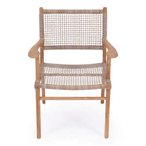 Silla de Comedor Agusta de Madera de Teca con Cuerda Tejida, con Reposabrazos y Acabado Natural para Interiores, Cafés y Restaurantes - Product Image 2