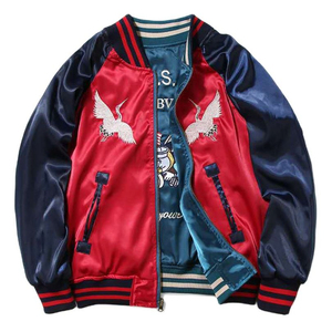 Blouson aviateur en satin brodé personnalisé tendance Y2K pour hommes veste légère de printemps et d'automne emballage de marque disponible - Product Image 6