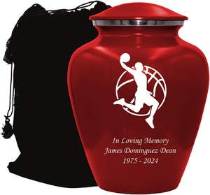 Urne funéraire de joueur de basket-ball Urne funéraire adulte humaine personnalisée pour les amateurs de basket-ball Urne personnalisée taille personnalisée rouge - Product Image 5