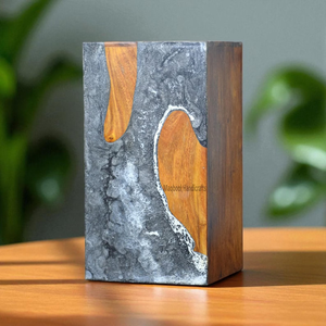 Handmade Rosewood Cremation Urn Ocean Wave Resin Artistic <b>Memorial</b> <b>Keepsake</b> - Product Image 6