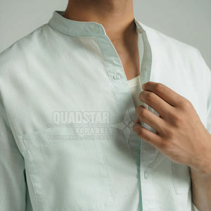 เสื้อเชิ้ตผู้ชายคอตั้งติดกระดุม ระบายอากาศได้ดี ดีไซน์ปรับแต่งได้ ผลิตจากผ้าฝ้าย 100% เป็นมิตรกับสิ่งแวดล้อม และแห้งเร็ว - Product Image 6