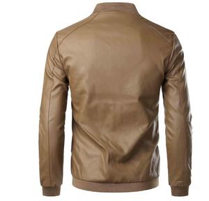 Veste en cuir véritable à fermeture éclair décontractée pour jeunes hommes avec logo personnalisé OEM - Product Image 6