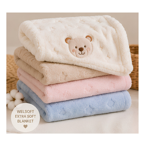 Extra Soft Baby Welsoft Blanket Plush Warm Cozy Embossed Fleece Newborn Stroller Throw Blankets Direct Manufacturer From Turkey - Product Image 1