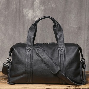 Grand sac polochon en cuir véritable avec fermeture éclair-Unisexe Voyage Gym & Usage quotidien Grande capacité Résistant à l'eau - Product Image 3