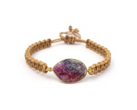 Bracelet ajustable fait main en laiton plaqué or 18 carats avec pierre précieuse naturelle Agate Solaire taillée en facettes, style bohème, cadeau de mariage pour femme