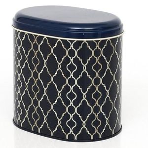 Patrón geométrico Estaño de metal dorado 1.4L Decoración Ovalada para el hogar con fondo negro 140x120x130mm - Product Image 3