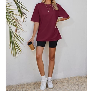 Camiseta holgada de gran tamaño para mujer de algodón 100%, camisetas con estampado gráfico de logotipo personalizado para mujer, estilo informal - Product Image 3