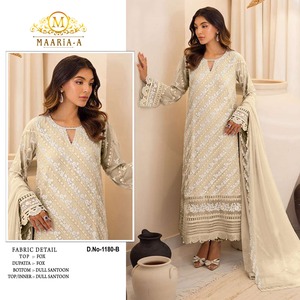 Venta al por mayor de traje de Georgette de zorro pesado para mujer con forro de Santoon opaco para celebraciones especiales disponible al mejor precio - Product Image 4