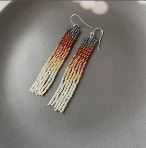 Bead Fringe Earrings - Ombre Seed Bead Earrings - Boho Earrings Quality <b>Emerald</b> Green Beaded Tassel Earrings - Product Image 2