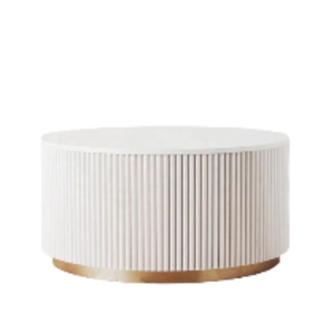 Nueva llegada mesa de centro redonda de madera de gama alta acabado lavado blanco estilo minimalista hecho a mano de Vietnam - Product Image 1