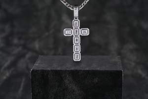 925 personalizado plata Hip Hop colgante Iced Street moda diseño diamante Moissanite personalizado Cruz Baguette aleación fina cristiana - Product Image 4