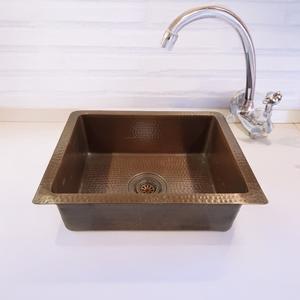 Évier de cuisine en cuivre martelé rectangulaire, fait à la main, en cuivre antique, évier de cuisine en cuivre en gros, évier à cuve unique. - Product Image 1