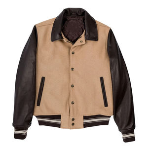 Mangas de cuero de alta calidad logotipo personalizado Chenille parches bordados hombres béisbol Universidad Varsity Letterman chaqueta para hombres - Product Image 1