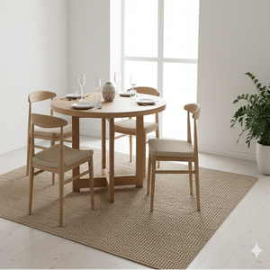 Mesa Redonda Orbit Frame de Madera de Mango con Elegantes Patas de Madera y Diseño de Acabado Natural Liso - Product Image 1