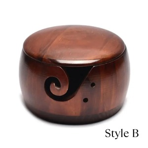 ชามเส้นด้ายไม้จริงพร้อมที่เก็บของสำหรับถักโครเชต์แบบ DIY ผลิตจากอินเดีย - Product Image 6