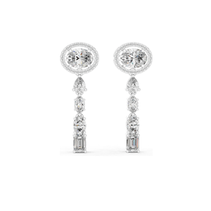 Boucles d'oreilles pendantes en diamant de laboratoire 3,338 CT, taille ovale, poire et émeraude, or 18 carats, 14 carats, 10 carats et argent 925, rose, jaune - Product Image 6