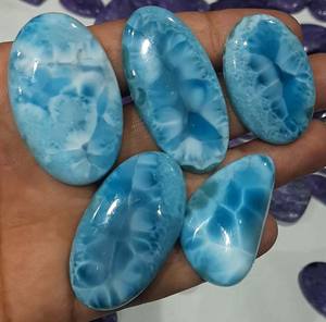 Piedra preciosa de cabujón Larimar semipreciosa para joyería de boda y regalo de día de verano en forma ovalada con piedra preciosa de tamaño 14x16mm - Product Image 1