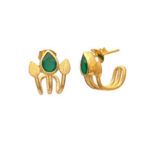 Pendientes de plata de primera ley con gema de ónix para mujer, aretes pequeños, plata esterlina 925, piedra natural, diseño Simple, hecho a mano - Product Image 2