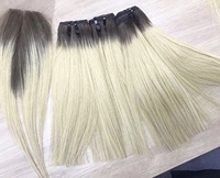 Extensions capillaires Remy vietnamiennes Caha de haute qualité, double trame, prêtes à la permanente pour closure blonde, 3 paquets, 1 tête, extensions à la machine