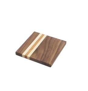 Fancy Design Eco-Friendly Durable Wooden Coaster <b>Square</b> Shape Pair Natural Wood Table Top Decorative Coaster Simple Design - Product Image 2