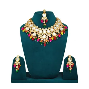 Luxury Multicolor Kundan <b>Bridal</b> <b>Jewelry</b> <b>Set</b> with Zircon Gold Plated Fine Wedding <b>Jewelry</b> - Product Image 1