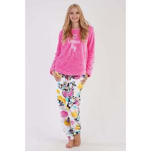 KADIN SOFT O YAKA UZUN KOL ETEGI OVAL MANSETLI CEPLI PIJAMA TAKIM - สีชมพู - สีชมพู - Product Image 1