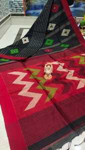 Nouvelle robe sari en soie/coton tissée à la main, écologique, à séchage rapide, en zigzag, pour filles ou mariages, poids moyen 500 GRM - Product Image 4