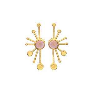 ใหม่มาถึงโรส Chalcedony Hydro พลอย925สเตอร์ลิงรอบรูปร่างต่างหูเงิน - Product Image 1