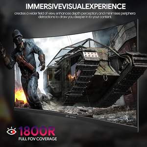 Monitor Curvo para Juegos Crua de 27 Pulgadas, FHD 1920x1080P, 180Hz, 1800R, Pantalla VA, 120% SRGB, AMD FreeSync para DP, Negro, 2ms de Respuesta, 1 Año de Garantía - Product Image 4