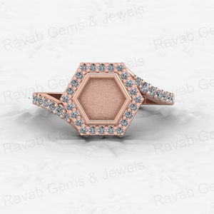 แหวน925แท้สีเงินสเตอร์ลิงทรงหกเหลี่ยมรูปทรงกึ่งติดตั้งว่างเปล่าเหมาะสำหรับใส่เถ้ากระดูกและเรซินทำงานเครื่องประดับนมแม่ - Product Image 6