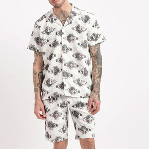 Fashion Outfit Top Selling Men Printed <b>T</b>-<b>Shirts</b> <b>Shorts</b> <b>Set</b> Stand Collar Cool Fabric Attractive Look Men Beach Printed <b>Shorts</b> <b>Set</b> - Product Image 2