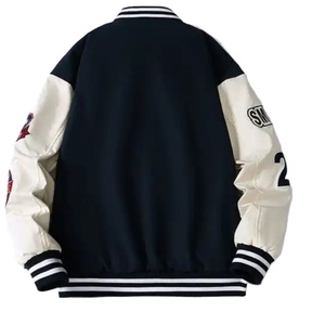 Veste universitaire de haute qualité avec logo personnalisé pour hommes, manches en cuir brodé en chenille, veste universitaire Letterman de baseball unisexe personnalisée - Product Image 3
