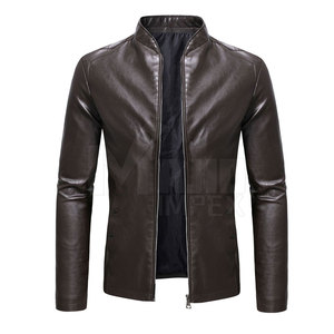 Veste en cuir véritable de haute qualité pour homme, col montant, nouveau style, fermeture éclair, tissu tricoté tendance pour l'hiver, prix abordable - Product Image 1